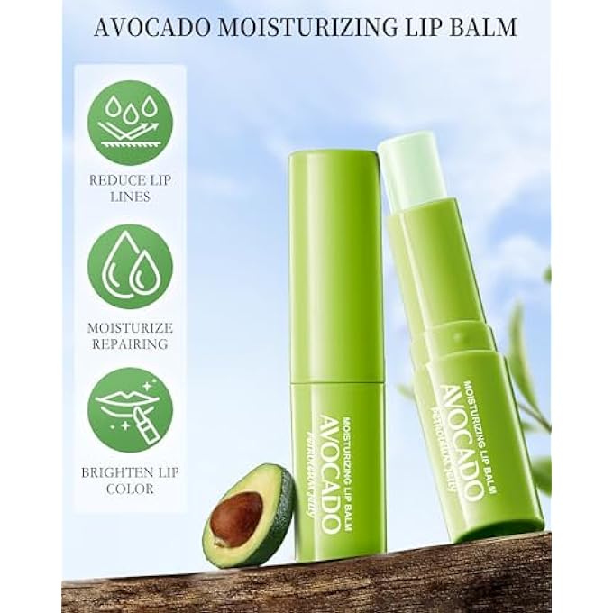 LYSdefeu LIP BALM SET-8PCS AVOCADO HYDRATING LIP BALM, MOISTURIZING SOOTHING CARE LIP MOISTURIZER, IMPROVE DRY & CHAPPED LIPS, COLORLESS NON-STICKY LIP PRIMER, THANKSGIVING LIP CARE GIFT KIT FOR WOMEN GIRL - Image 2